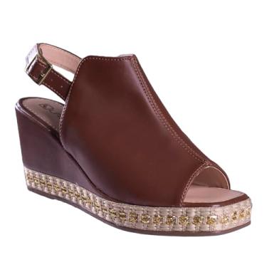 Imagem de Sandália Anabela Feminino Corda Fechada Plataforma (Caramelo, BR, Adulto, Numérico, 34)