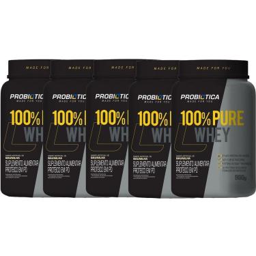 Imagem de Kit 5X 100% Pure Whey Nova Fórmula - 900g Baunilha - Probiótica-Masculino