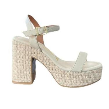 Imagem de Sandalia Feminina Vizzano Salto grosso 6541100- Bege-Feminino