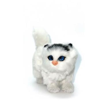 Imagem de Gato Realista Pelúcia Branco e Preto Decoração Com Som Miau Fofinho - 