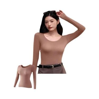 Imagem de Camiseta Térmica Feminina De Manga Longa Pullover Em Elastano Casual B