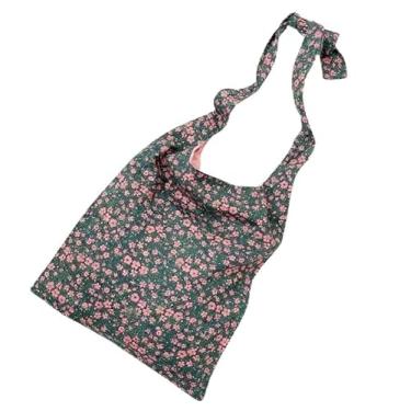 Imagem de Sacola feminina de lona floral de grande capacidade, bolsa de ombro e axilas, casual, para transporte diário, rosa