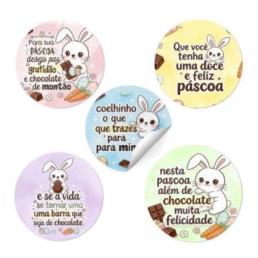 Imagem de Adesivos Páscoa Redondos - Dk Decor, Modelo 1, 50 unidades