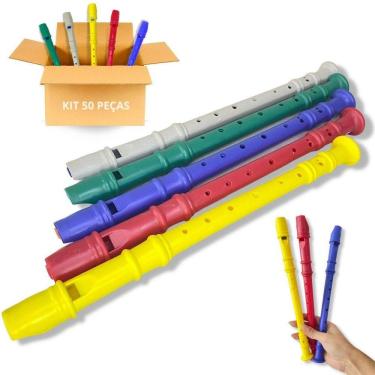 Imagem de Kit 50 Flauta Doce Infantil Instrumento De Brinquedo