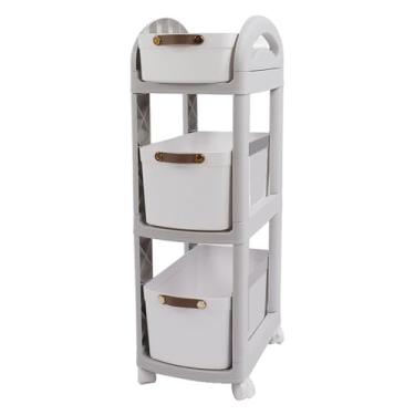 Imagem de Rack de armazenamento de várias camadas Organizador de piso removível ampliado e espessado com rodas para cozinha Prateleiras de cesta de vegetais Material PP Prateleira de 2 3 ou (3 camadas)