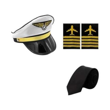 Imagem de Fantasia De Piloto De Avião Para Crianças Com Acessórios, Chapéu E Gra