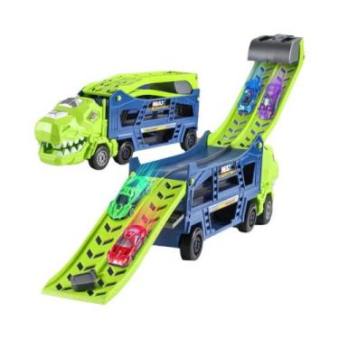 Imagem de Caminhão De Brinquedo Com Tema De Dinossauro E 6 Carros De Corrida De 