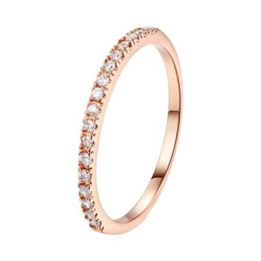 Imagem de Anel Empilhável Feminino Moderno Com Micro Pavê De Zircônia E Cristal 