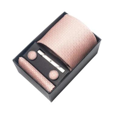 Imagem de Conjunto De Abotoaduras E Gravata Borboleta Marrom Paisley 8 Cm Com Le