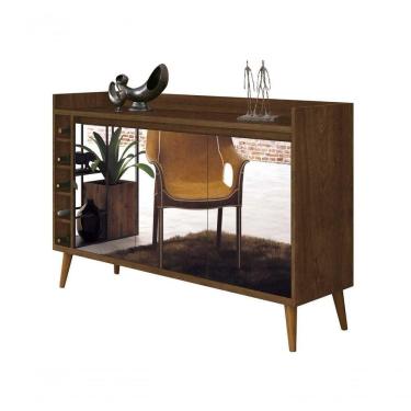 Imagem de Buffet Aparador Com Adega Retrô Wine Com Espelho Malbec - Moveisaqui