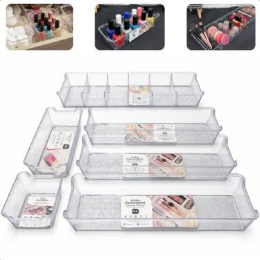 Imagem de Kit 6 Organizador De Gavetas Multiuso Acrílico Transparente Porta Aces