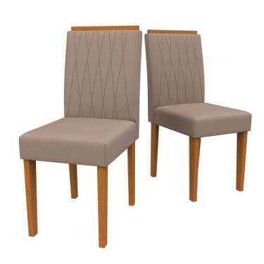 Imagem de Kit 02 Cadeiras de Jantar Analu Camurça Marrom LUX Pés Ypê - D'Rossi -