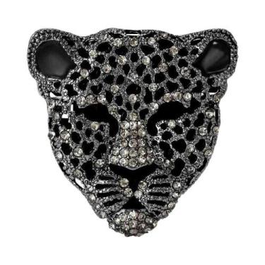 Imagem de Broche Unissex Feminino De Leopardo Com Strass, Pin De Esmalte Criativ