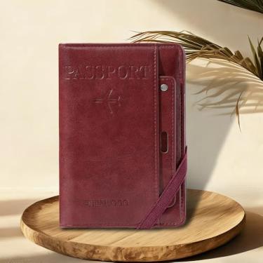 Imagem de Carteira de cartão minimalista com bloqueio de 2 peças, carteira de bolso pequena feminina e masculina, couro dobrável fino - vermelho