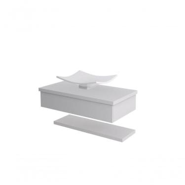 Imagem de Conjunto Bancada C-cuba F44 E Prateleira Metrópole 805 Perffect Acetinado Branco Chess