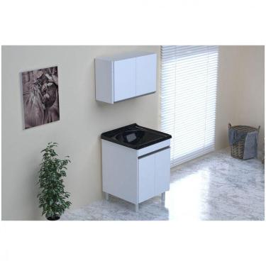 Imagem de Kit Lavanderia Rorato Com Tanque E Aéreo 2 Portas Branco Preto