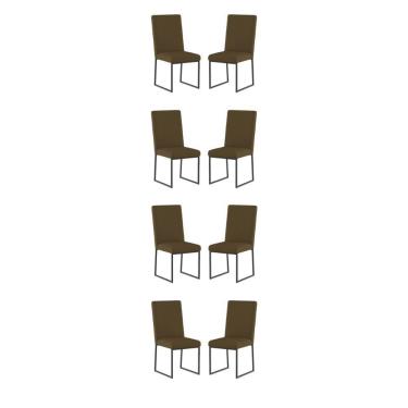 Imagem de Kit 8 Cadeiras De Jantar Com Base De Ferro Preto Balaqui Marrom