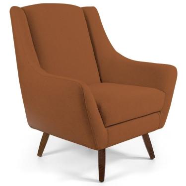Imagem de Poltrona Fixa Pés De Madeira Juliet D02 Veludo Telha C-262