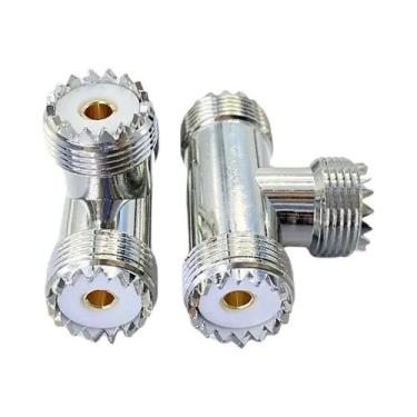 Imagem de Adaptador Coaxial RF De Ângulo Reto UHF Macho Para UHF Fêmea 3 Vias PL