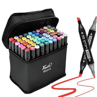 Imagem de Canetinhas Touch Marcador Ponta Dupla com Estojo 60 Unidades