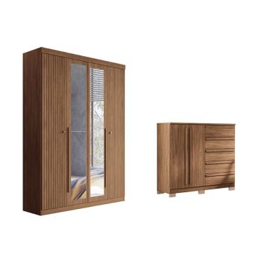 Imagem de Quarto Completo Modu +Cômoda QC321 Jatobá - Santos Andirá