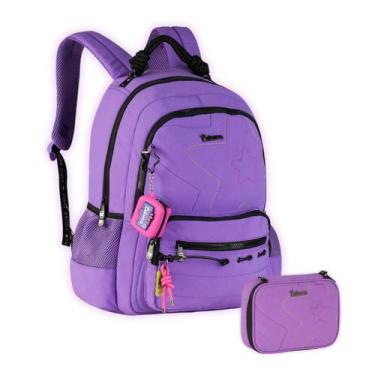 Imagem de Kit Mochila Costa Luluca Youtuber Estojo Organizador Meninas, Lilás