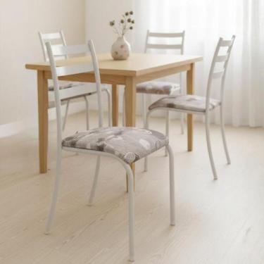 Imagem de Conjunto Kit 4 Cadeiras Sala Jantar Cozinha Almofadada Metal - Madlar 