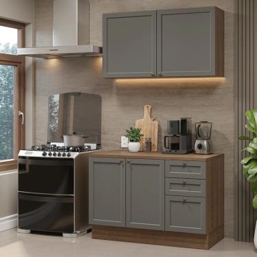 Imagem de Armário De Cozinha Compacta 120 Cm Rustic/cinza Vik Madesa 01 Rustic/cinza