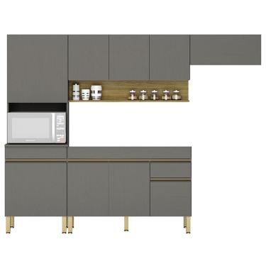 Imagem de Armário De Cozinha 4 Peças Balcão Sem Tampo 120cm Lina04 K02 Gris-freijó - Mpozenato