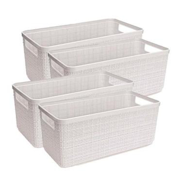 Imagem de Cesto Organizador Juta Alongada Rattan de Plástico Resistente Capacida