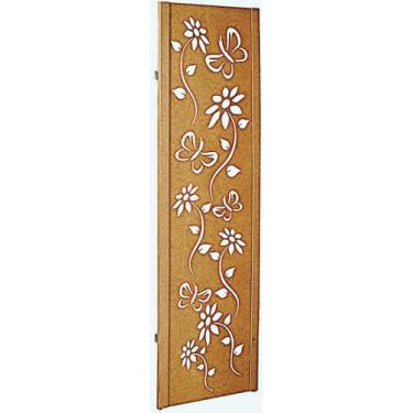 Imagem de Biombo 1 Folha Floral Ripado Divisor Madeira Mdf Cru Painel Divisória 