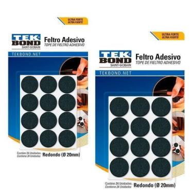 Imagem de Kit 48 Feltro Protetor Adesivo Pé Sofá Cadeira Mesa Tekbond Preto, Pre