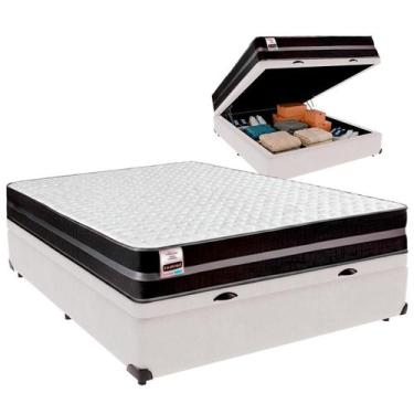 Imagem de Cama Box Baú Casal e Colchão Bogota Molas Ultralastic Inducol Branco