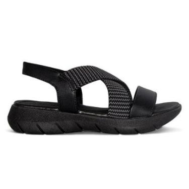 Imagem de Sandália Usaflex Feminina Plataforma Couro Tiras Elásticas Casual AL1403-Feminino