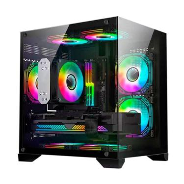 Imagem de Gabinete Gamer Aquario, Hayom, Gb1790, 4x Fans Rgb, Vidro Temperado, Micro-atx, Mini-itx - Preto