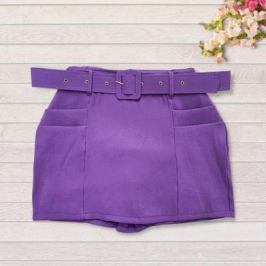 Imagem de Short Saia Plus Size Frente e Costas/trás com Cinto e Bolso 0071 - Bel