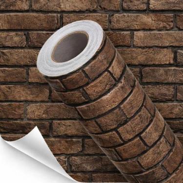 Imagem de Papel De Parede Adesivo Tijolinho Quarto Sala Lavável Tijolo Auto Cola