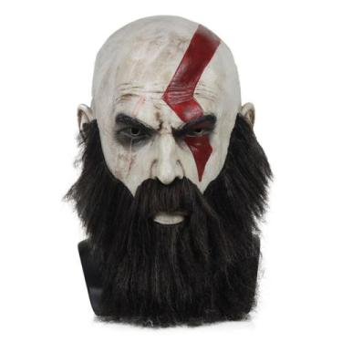 Imagem de Capacete de máscara facial completa de látex Cosplay Gods of War Krato
