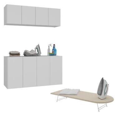 Imagem de Kit Armário De Lavanderia Aéreo Com Balcão E Tábua De Passar 4 Portas Multimóveis Mx5065 Branco/bege