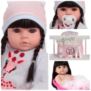 Imagem de Boneca Reborn Recém Nascida Roupa Girafa Pode Dar Banho - Cegonha Rebo