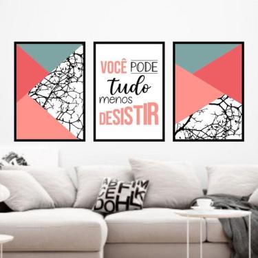 Imagem de Kit 3 Quadros Decorativos Você Pode Tudo - Rosa