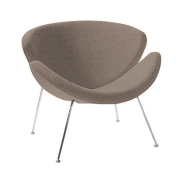 Imagem de Poltrona Design Trevo Linho Bege Base Cromada