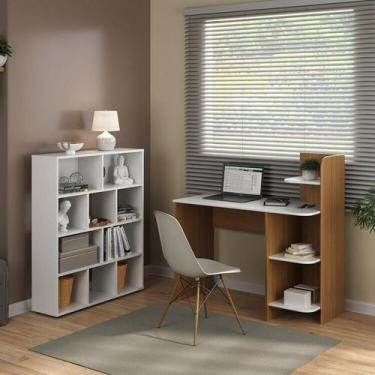 Imagem de Conjunto 2 Peças com Escrivaninha com Nichos e Estante para Livros 10 