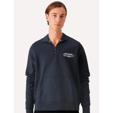 Imagem de Moletom Tommy Hilfiger Masculino Track Graphic Half Zip Azul Marinho-Masculino