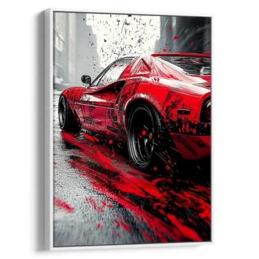 Imagem de Quadro decorativo Carro Veloz Entre Pinceladas de Vermelho - Art Canva