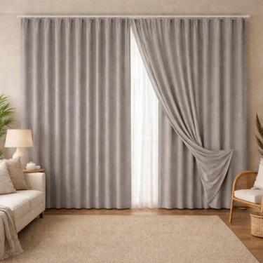 Imagem de cortina decorativa gaze linho sala ou quarto trilho suiço - Amarika Ho