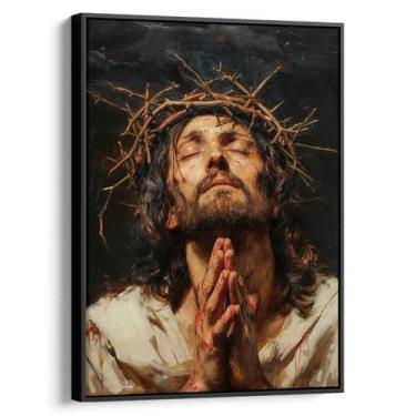 Imagem de Quadro Jesus Cristo em Oração Solene - Mioquadros, 180x120 cm, Preto