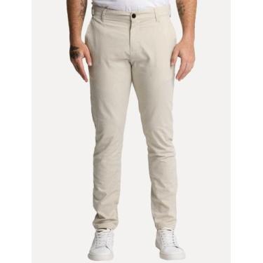 Imagem de Calça King & Joe Sarja Masculina Slim Areia Tamanho Calças:42