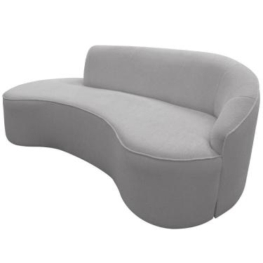 Imagem de Sofá Curvo 03 Lugares 210cm Eron Braço Esquerdo Bouclé Cinza Claro - Nexta Casa