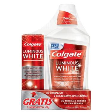 Imagem de Enxaguante Bucal Colgate Luminous White 500ml - Grátis 1 Creme Dental